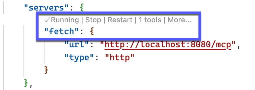 VS Code MCP running